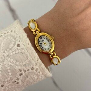 Sku0318 Retro Gold White Gemstone Women Watch Bracelet Stainless steel +gift bag